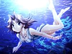  artist_request blue_eyes breasts covered_nipples freediving jewelry latooni_subota medium_breasts necklace one-piece_swimsuit parody solo super_robot_wars super_robot_wars_original_generation swimsuit underwater water 