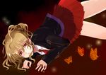  blonde_hair brown_eyes bug butterfly insect jewelry necktie pleated_skirt ponytail ring ringo_apple school_uniform skirt solo umineko_no_naku_koro_ni ushiromiya_jessica 