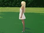  blonde_hair kiriman_(souldeep) long_hair meadow original skirt solo white_skirt 