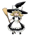  blonde_hair braid broom haniwa_(leaf_garden) hat kirisame_marisa one_eye_closed solo touhou witch_hat yellow_eyes 