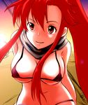  asaki_yuki bikini breasts large_breasts long_hair micro_bikini ponytail red_eyes red_hair smile solo swimsuit tengen_toppa_gurren_lagann underboob very_long_hair yoko_littner 