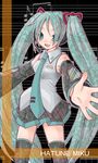  aqua_hair aqua_neckwear character_name gotou_hayako hatsune_miku kunreishiki long_hair necktie solo thighhighs twintails very_long_hair vocaloid zettai_ryouiki 