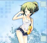  camisole denim denim_shorts original panties shiwo shorts solo underwear water_gun wet wet_clothes 