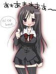  bow katsura_kotonoha lowres mizuki_takehito nice_boat red_bow school_days school_uniform solo thighhighs thumbs_up zettai_ryouiki 