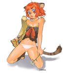  animal_ears cat_ears final_fantasy final_fantasy_xi flower mithra panties red_hair robina solo underwear 