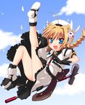  blue_eyes fang graf_eisen lyrical_nanoha mahou_shoujo_lyrical_nanoha_strikers open_mouth saki_chisuzu solo unison vita 