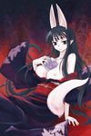  animal_ears ball bare_shoulders between_breasts breasts bunny_ears hasaha japanese_clothes kimono large_breasts michael pointy_ears solo summon_night summon_night_2 tail 
