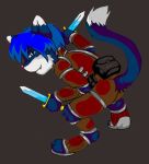  2007 blue_eyes cute_fangs dktorzi feline looking_at_viewer mammal melee_weapon minyu sword weapon 