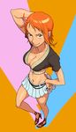  breasts cleavage large_breasts nami_(one_piece) one_piece orange_hair short_hair skirt solo yamamiya_hiroshi 