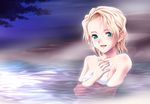  aizawa_kotarou blonde_hair kita_e nude onsen solo tanya_lipinski towel 