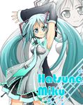  aqua_eyes aqua_hair aqua_neckwear armpits character_name detached_sleeves hatsune_miku headset long_hair looking_at_viewer necktie simple_background skirt solo twintails very_long_hair vocaloid white_background zara zoom_layer 