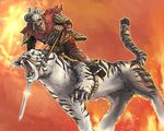  animal armor juuni_kokuki king_tai male_focus mori_yoichi riding sword tiger weapon white_tiger 