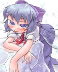  bangs bow cirno lowres nyagakiya short_sleeves solo touhou 