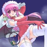  :d bat_wings blush breasts christmas cleavage_cutout covered_nipples demon_girl demon_tail dress dutch_angle earrings elbow_gloves fur_trim garter_straps gift gloves hair_ribbon hands hat inu jewelry large_breasts lingerie long_hair night night_sky nira_(character) open_mouth original outdoors panties pantyshot pink_eyes pink_hair pointy_ears ponytail red_gloves ribbon sack santa_costume santa_hat short_dress single_earring skin_tight sky smile snowing solo tail thighhighs turtleneck underwear upskirt very_long_hair white_legwear wide_hips wings 