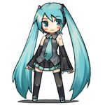  aqua_hair aqua_neckwear chibi hatsune_miku jingai_modoki long_hair lowres necktie solo thighhighs twintails very_long_hair vocaloid zettai_ryouiki 