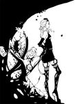  d.gray-man dress elbow_gloves eliade gloves greyscale inoue_nawo monochrome solo thighhighs twintails 