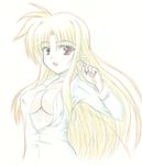  blonde_hair fate_testarossa johnny_(from_scratch) long_hair lyrical_nanoha mahou_shoujo_lyrical_nanoha_strikers open_clothes open_shirt shirt solo 