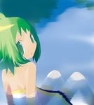  green_eyes green_hair marona_(phantom_brave) phantom_brave sazaki_ichiri short_hair solo thighhighs water 