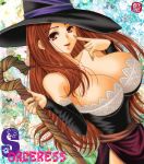  1girl bare_shoulders breasts cleavage dragon&#039;s_crown hat huge_breasts long_hair sorceress_(dragon&#039;s_crown) tagme witch_hat 