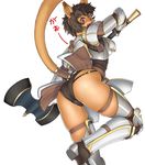  animal_ears armor ass axe cat_ears fang final_fantasy final_fantasy_xi gochou_(kedama) mithra solo tail weapon 