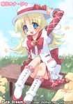  ashita_no_nadja blonde_hair boots emily_(pure_dream) hat knee_boots long_hair nadja_applefield porkpie_hat solo 