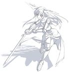  head_wings knight knight_(ragnarok_online) monochrome ragnarok_online rokuwata_tomoe sketch solo spot_color sword thighhighs weapon 
