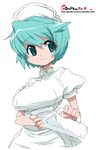  aqua_eyes aqua_hair copyright_request nurse oekaki onija_tarou short_hair smile solo 