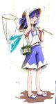 adapted_costume butterfly_net cirno enpou hand_net hat sandals shorts solo touhou 