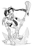  axe copyright_request greyscale monochrome solo thighhighs weapon yoshihara_maito 