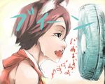  animal_ears cat_ears chen electric_fan enpou fan_speaking fanning_face fanning_self solo sweat touhou 