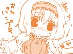  :&lt;&gt; alice_margatroid catbell monochrome orange_(color) solo touhou translated 