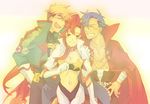  2boys bandeau kamina kittan long_hair mikazuki moyashi_(narukami) multiple_boys space_yoko strapless tengen_toppa_gurren_lagann tubetop yoko_littner 