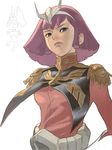  blue_eyes char_aznable char_aznable_(cosplay) cosplay epaulettes gundam gundam_zz haman_karn military military_uniform mootan pink_hair short_hair solo uniform 