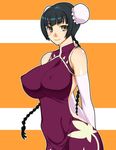  black_hair breasts bun_cover china_dress chinese_clothes curvy dress gundam gundam_00 huge_breasts solo unagimaru wang_liu_mei 