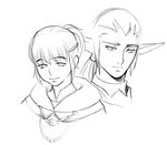  1girl elf elvaan final_fantasy final_fantasy_xi greyscale hume kapolo_systems monochrome pointy_ears sketch 