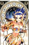  angry armor bikini_armor blue_eyes blue_hair breasts cancer_death_mask cleavage clenched_hand clenched_teeth future_studio_(artist) genderswap genderswap_(mtf) grin helm helmet medium_breasts midriff mu_fengchun pointing saint_seiya shiny short_hair skull_and_crossbones smile solo spiked_hair teeth watermark zodiac 