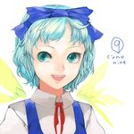  1girl bow cirno smile solo touhou xero 