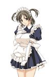  breasts copyright_request dress elbow_gloves frills gloves grey_eyes grey_hair kuroishi_ringo large_breasts maid maid_headdress short_dress short_hair short_twintails smile solo twintails 