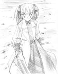  coat dress greyscale monochrome orino_yushi raquel_applegate sketch solo sword two_side_up weapon wild_arms wild_arms_4 