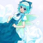  bangs bow cirno lowres smile solo touhou xero 