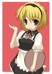  blonde_hair hairband higurashi_no_naku_koro_ni houjou_satoko md5_mismatch red_eyes sakuno_shikine solo waitress 