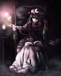  bad_id bad_pixiv_id book candle chair dark hat long_hair patchouli_knowledge purple_eyes purple_hair solo touhou youmak 