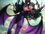  cleavage dark_stalkers jpeg_artifacts morrigan_aensland stanley_lau wallpaper wings 