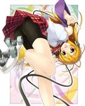  absurdres bike_shorts detached_sleeves headphones highres kantoku microphone original roller_skates skates skirt solo 