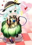  animal_ears bone collar dog_ears dog_tail eyes green_eyes green_hair hat heart inyucchi kemonomimi_mode komeiji_koishi short_hair solo tail touhou 