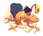 :d bad_id bad_pixiv_id barefoot bow fangs hair_bow horns ibuki_suika kt long_hair one-piece_swimsuit open_mouth orange_eyes orange_hair school_swimsuit smile solo swimsuit top-down_bottom-up touhou 