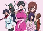  4boys allelujah_haptism bun_cover china_dress chinese_clothes double_bun dress gundam gundam_00 kawasaki_kazuhiko lockon_stratos multiple_boys setsuna_f_seiei tieria_erde wang_liu_mei 