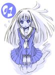  aisaka_sayo blush ghost long_hair mahou_sensei_negima! mikami_komata monochrome numbered purple purple_eyes sketch solo 