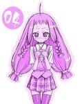  ayase_yue mahou_sensei_negima! mikami_komata monochrome numbered plaid plaid_skirt purple sketch skirt solo thighhighs 