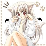  animal_ears bespectacled cat_ears fate/stay_night fate_(series) glasses illyasviel_von_einzbern nekoneko open_clothes open_shirt paw_print shirt solo tail wings 